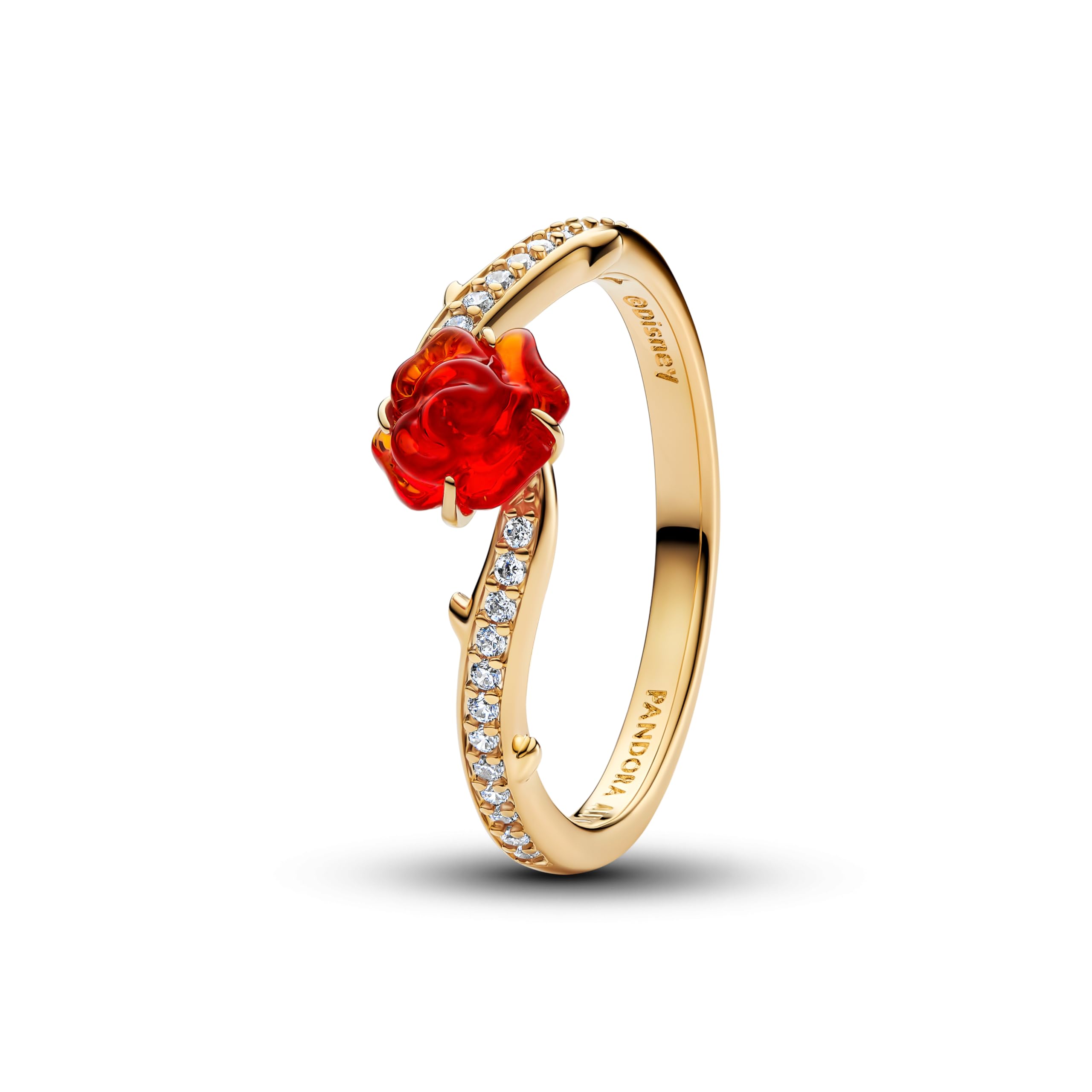 PANDORA Anello Donna Oro Disney La Bella e la Bestia 163984C01, 56/​17,​8, Argento sterling, Zirconia cubica