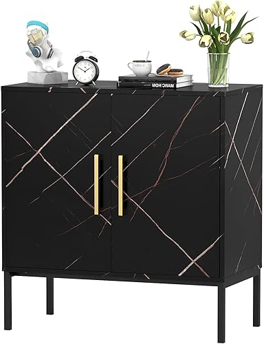 LYNSOM Armario de almacenamiento con puertas, gabinete de sala de estar, moderno aparador de madera para cocina, dormitorio, pasillo, entrada,