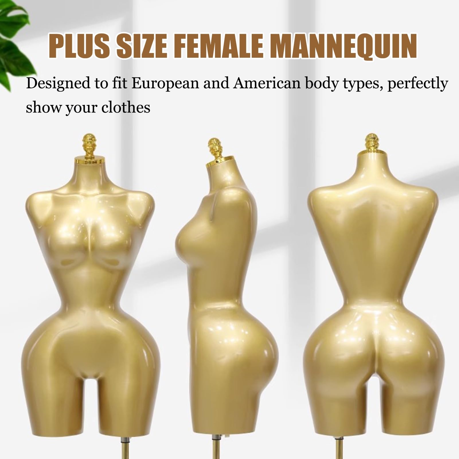 Plus Size Display Female Mannequin，63-84.65 inch Adjustable Height Metal  Base Headless Dress Form Mannequin for Boutique(Gold,Small) : Amazon.sg:  Industrial and Scientific