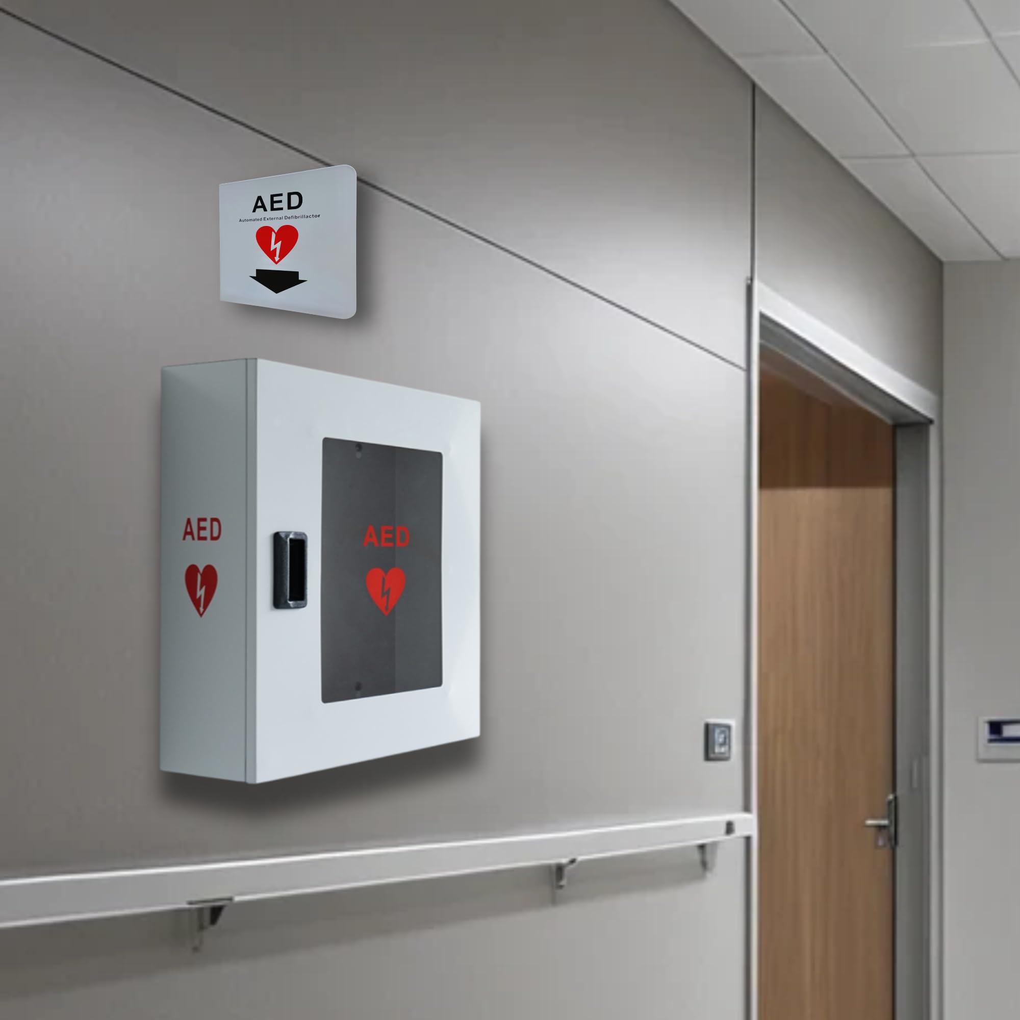 Gabinete Universal para Desfibrilador DEA sin Alarma – Caja de Pared para Uso Interior y Exterior – Armario Seguro Primeros Auxilios