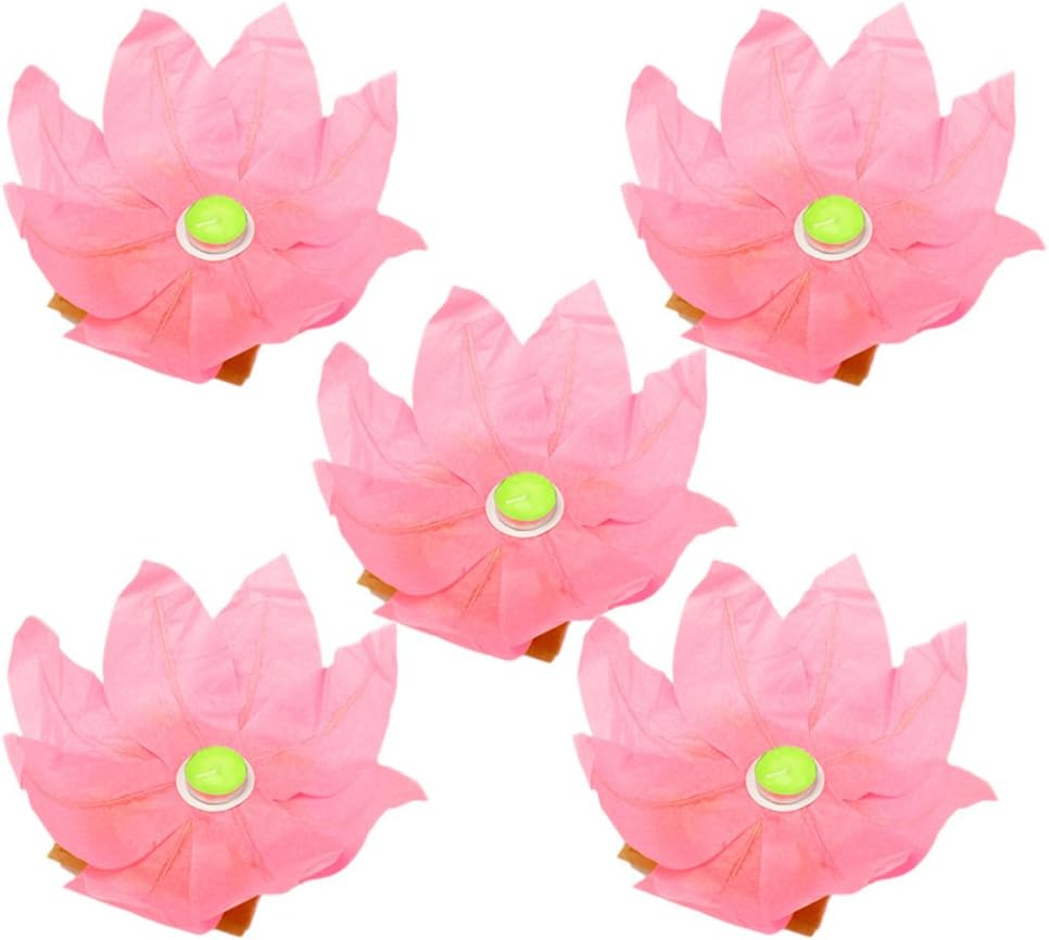 Yr.seasons 20 Pieces Festival,wedding,party Decoration Floating Water Wishing Light Lamp Lotus Flower Paper Lantern (Pink)