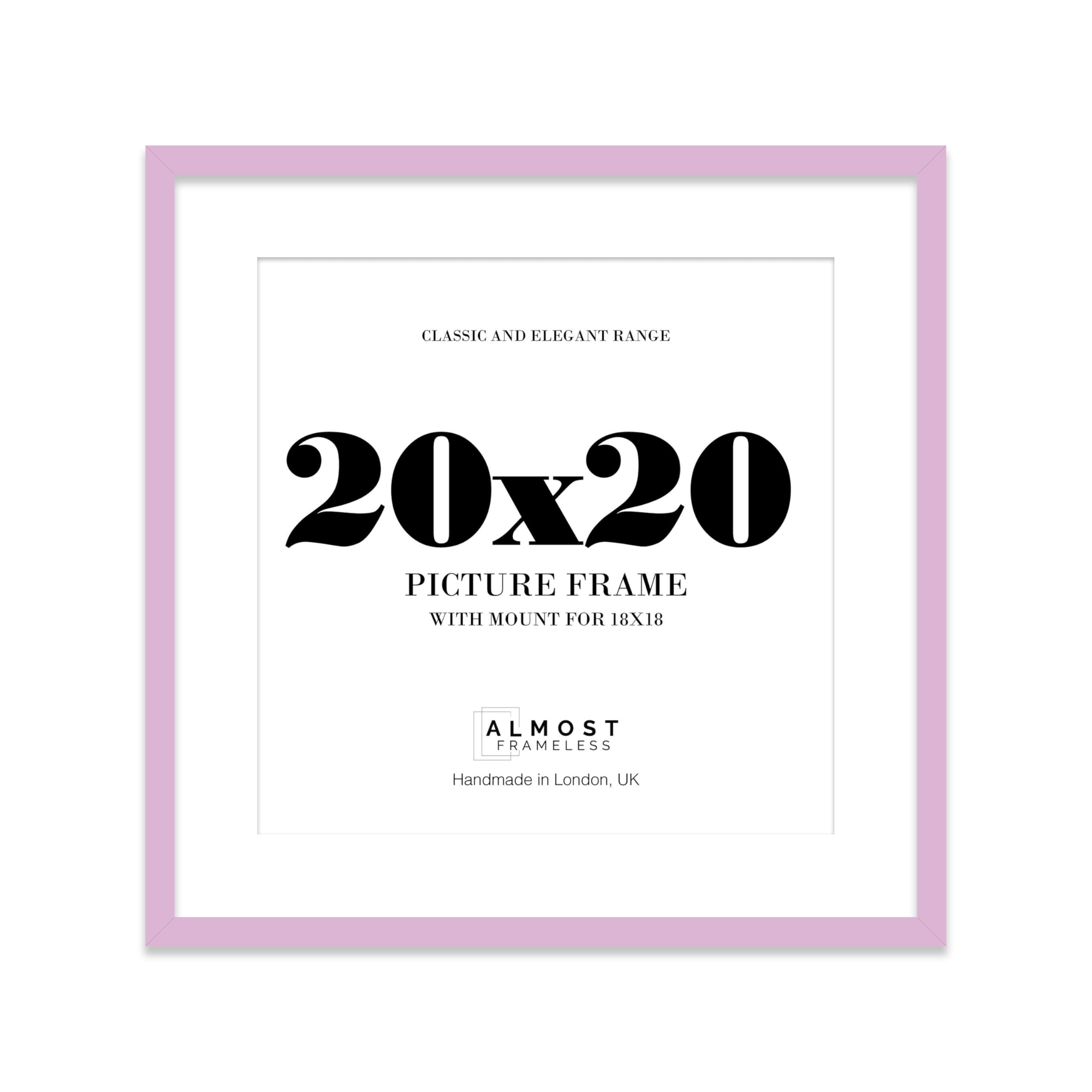 20x20 Lilac Picture Frame with Mount for 18x18 Photos, Prints - Modern Square Wall Frame, 1 Pack