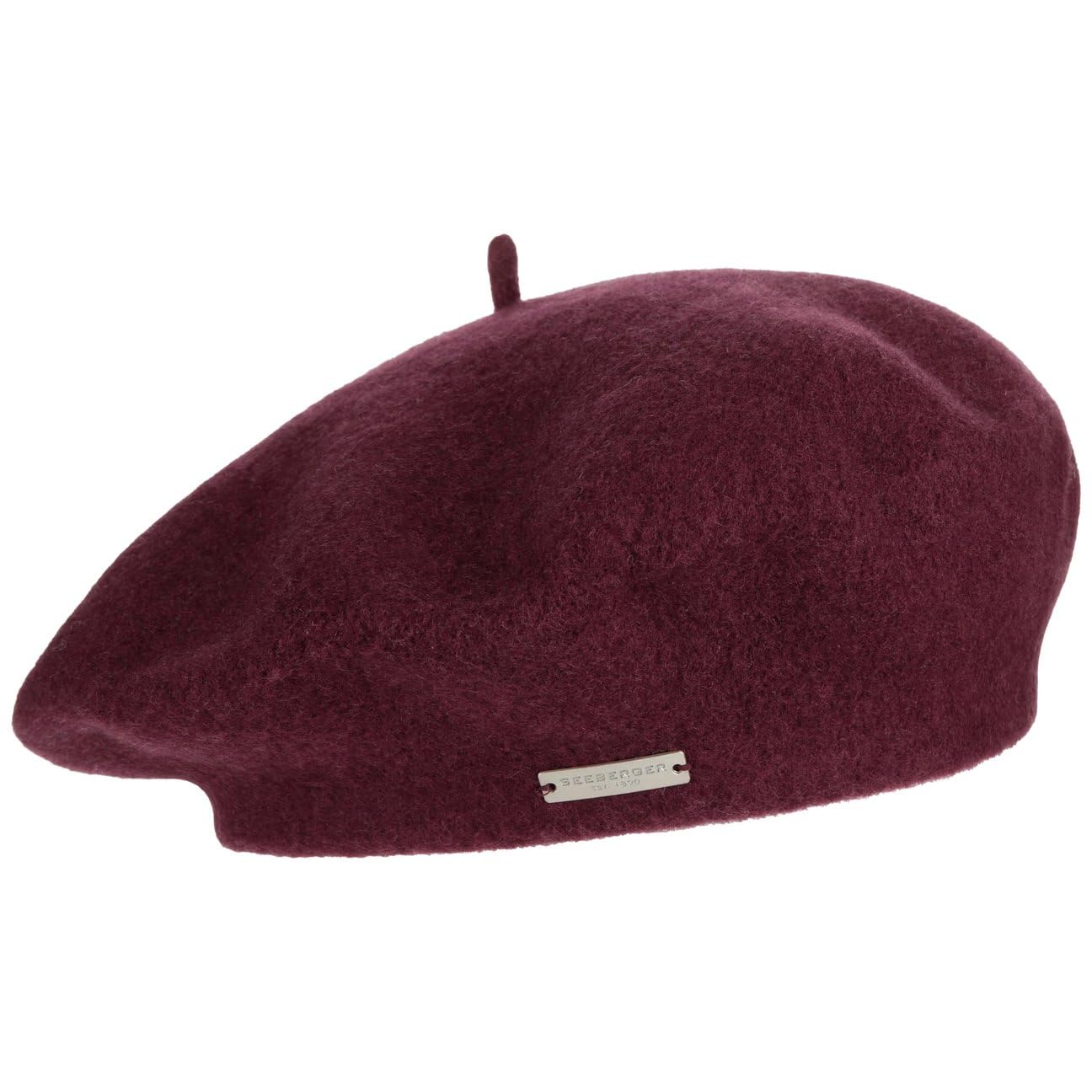 Seeberger Virgin Wool Beret for Women Winter Cap (One Size - Dark red)