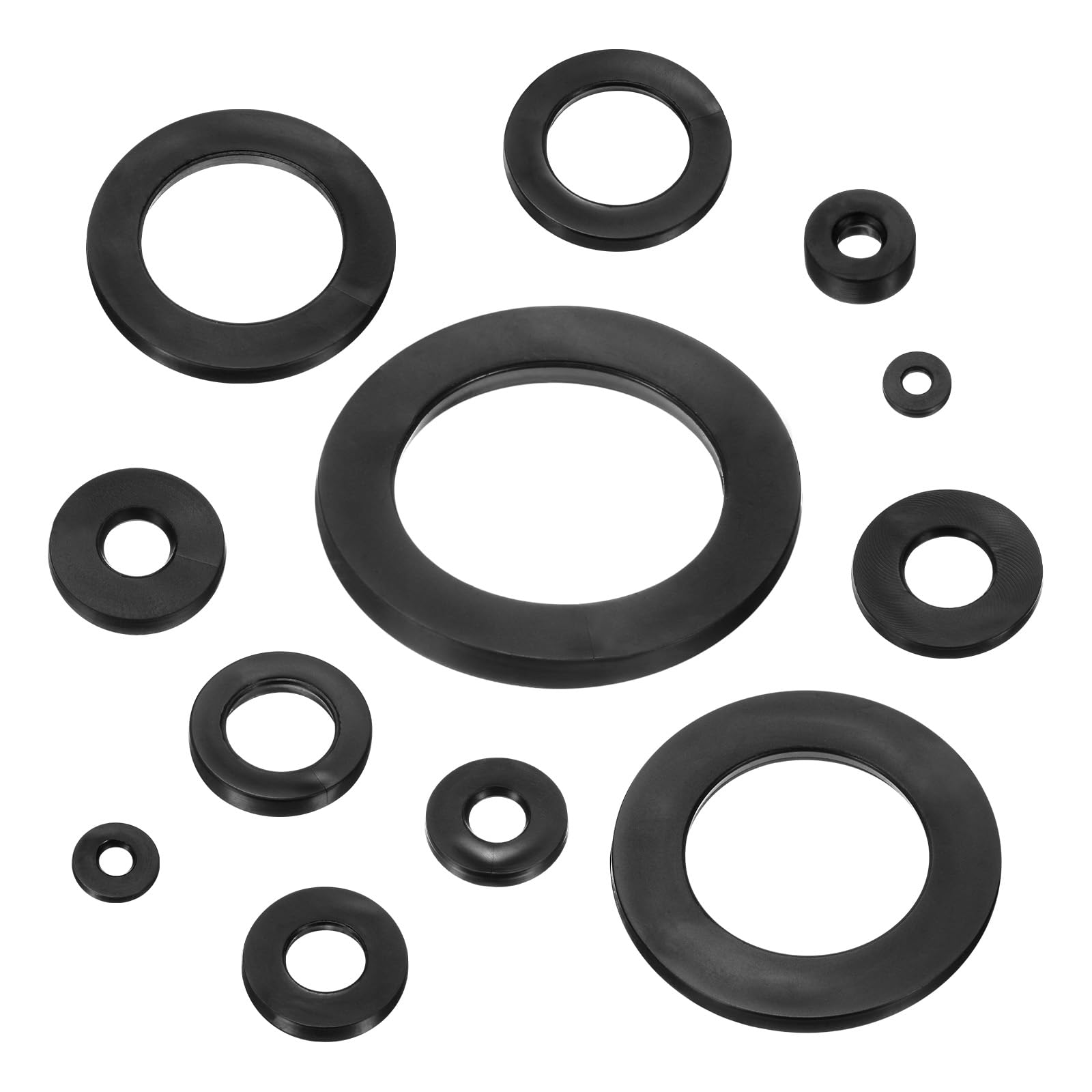 M METERXITY 60-Pz Kit Assortito Guarnizioni Gomma Nera M5, Rondelle Piane Gomma 5mm Id 11mm Od 1.6mm Spessore, Guarnizioni per Tubi Doccia per Viti/Rubinetti Domestici/Tubi Giardino Gomma