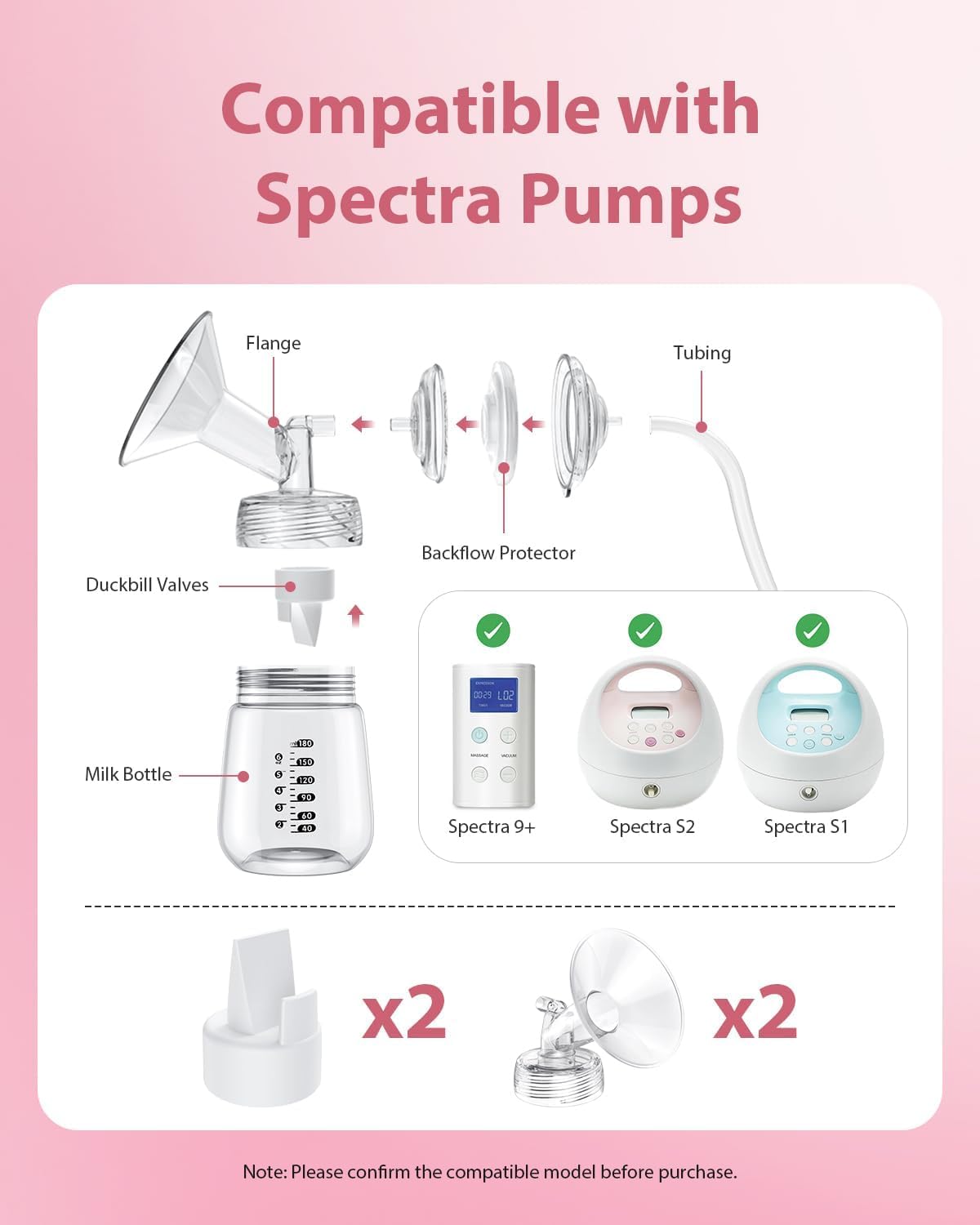28MM Flange and Duckbill Valve Set Compatible with Spectra S1 S2 9 Plus, Wide Mouth Breast Pump Replacement Parts - Image 3