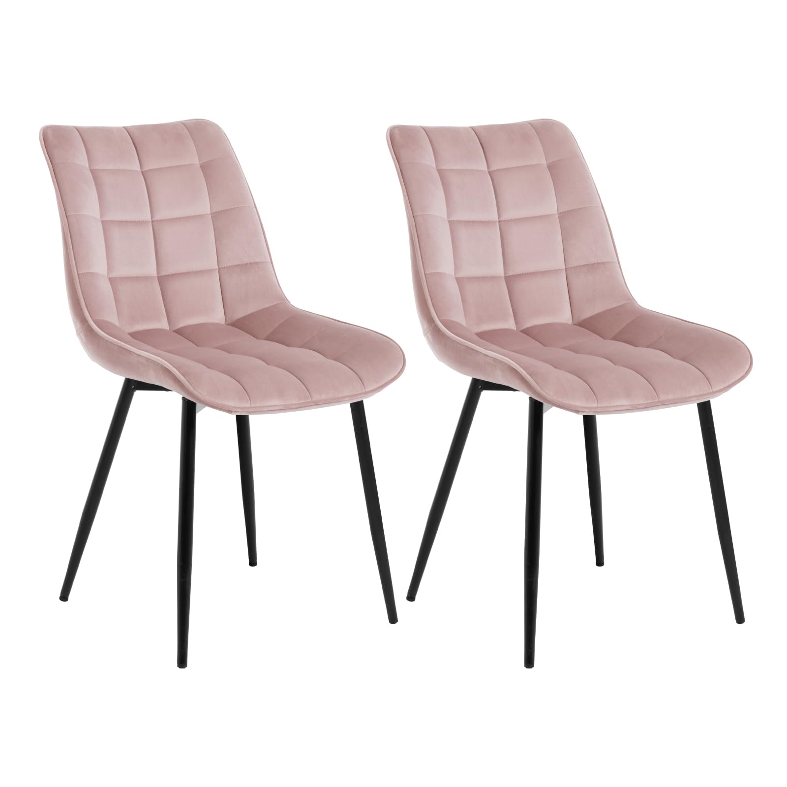 WOLTU Esszimmerstühle 2er Set, für Wohnzimmer Küche Esszimmer, Küchenstühle gepolstert mit Rückenlehne, Sitzfläche aus Samt, mit Metallbeinen, bis 150 kg belastbar,Rosa
