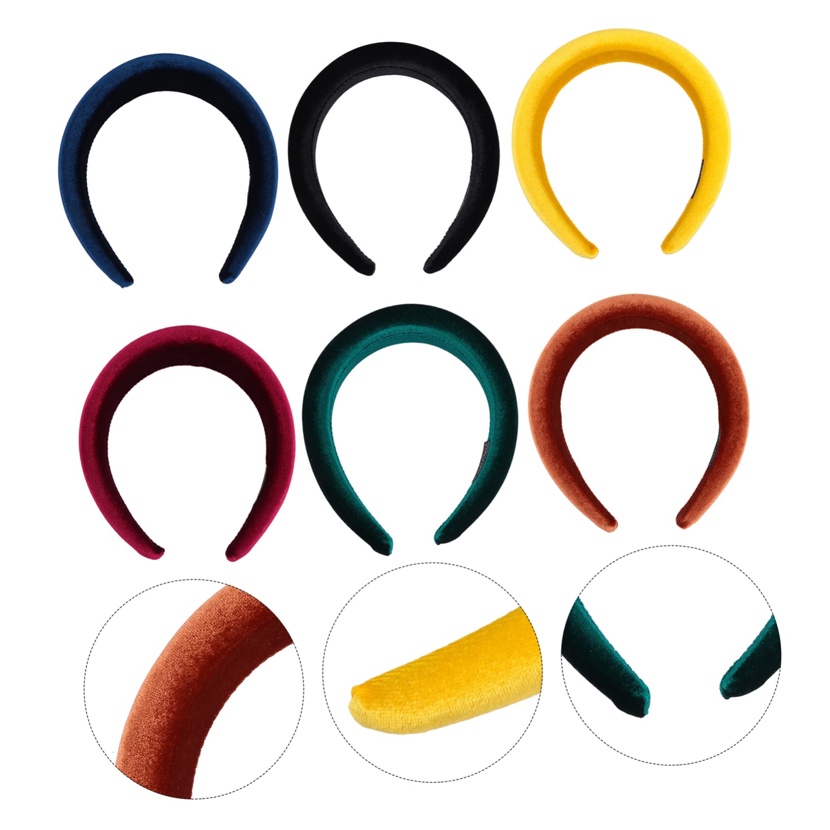 Diademas Gruesas de Terciopelo para Mujer, 6 Piezas | Acolchadas y Anchas, Estilo Fashion y Noble, para Shopping y Uso Diario