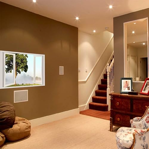 Miniatura 8 de Pegatinas de paisaje de montaña rocosa para Pared de Cuarto, plantillas de pared de ventanas antiguas para despegar y pegar, decoración de pared de