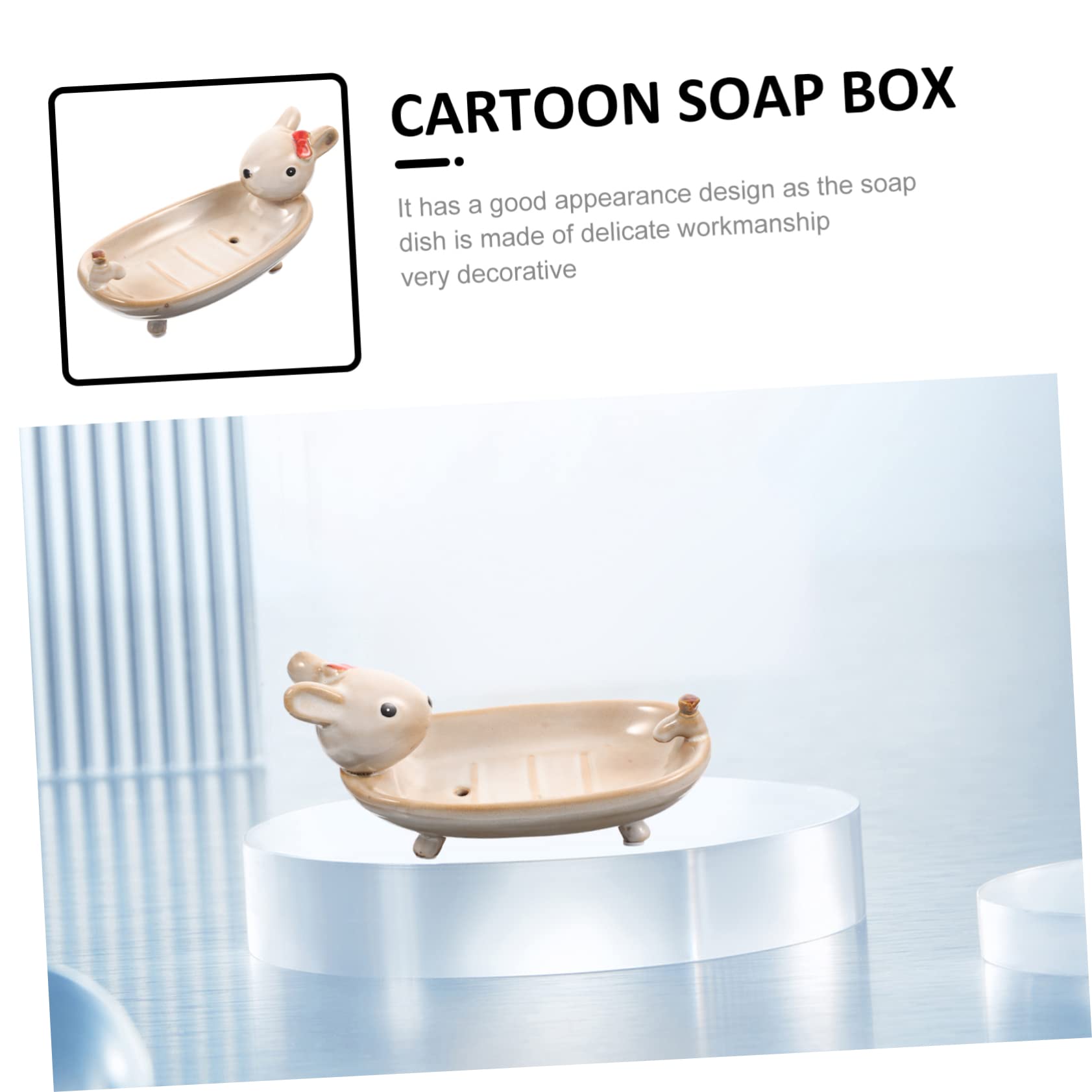 Keramik Seifenschale in Beige mit Hasenform für Bad und Dusche