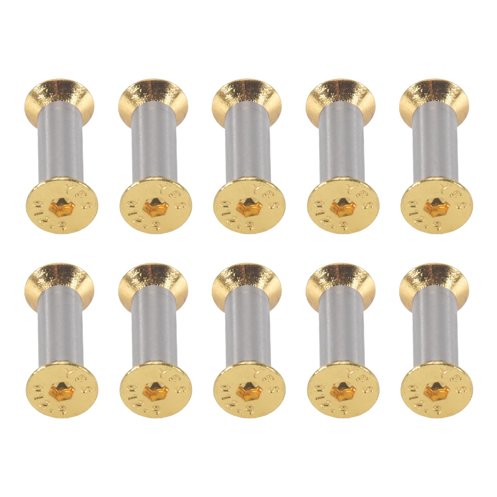 Littimoon 10 Packs Knife Handle Screws Rivets Bolts Fasteners Gold Hex Flat Head Screws Knives Maker Screws