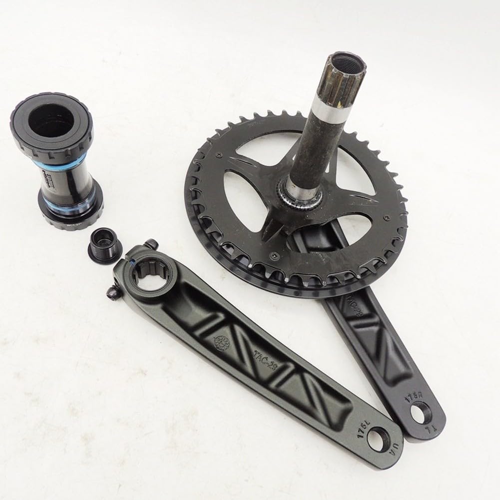 Lecreatekit Juego de bielas MTB de aleación de aluminio de 175 mm con plato ancho estrecho 40T para soporte inferior Hollowtech II, brazo de manivela negro ligero para bicicleta de montaña