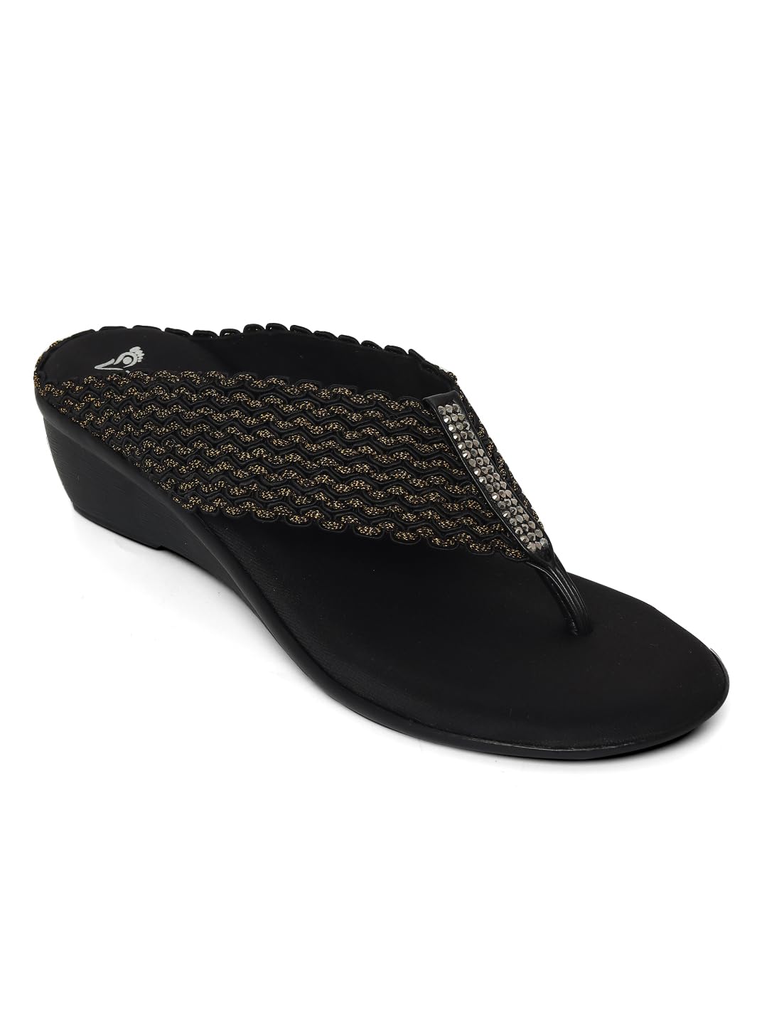 V-WALK Womens Ethnic & Fashion Slip-on Low-Heel Wedge Sandals | Ethnic, Fashion, Smart Casuals Wedges for Women | Festive Occasions, Office, Shopping, Party Sandals | Heel Height: 1.5 Inches | Black (B0D4673QP3) Amazon Price History, Amazon Price Tracker
