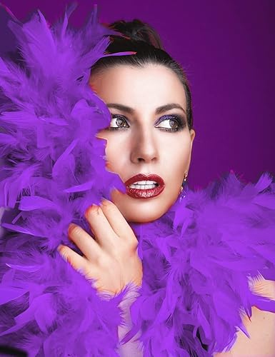 Miniatura 4 de Boas de plumas coloridas de 1.59 oz, boa de plumas de 6.6 pies para mujer, para bailar, boda, fiesta, Halloween, con lentes de sol de corazón