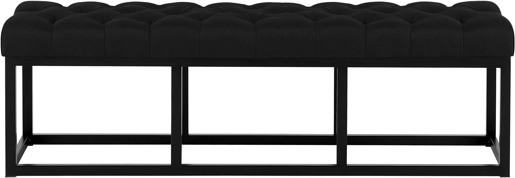 CLP Banc d Entree Amun en Tissu, Banc Rembourre en Metal Noir thermolaque, Robuste, pour Chambre, Vestibule et Dressing Couleur Noir Taille 150 cm