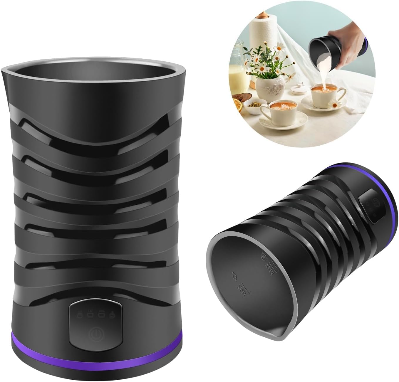Espumador de leche 4 en 1, vaporizador de leche eléctrico, máquina automática de espuma caliente y fría y calentador de leche para latte, capuchino, macchiato