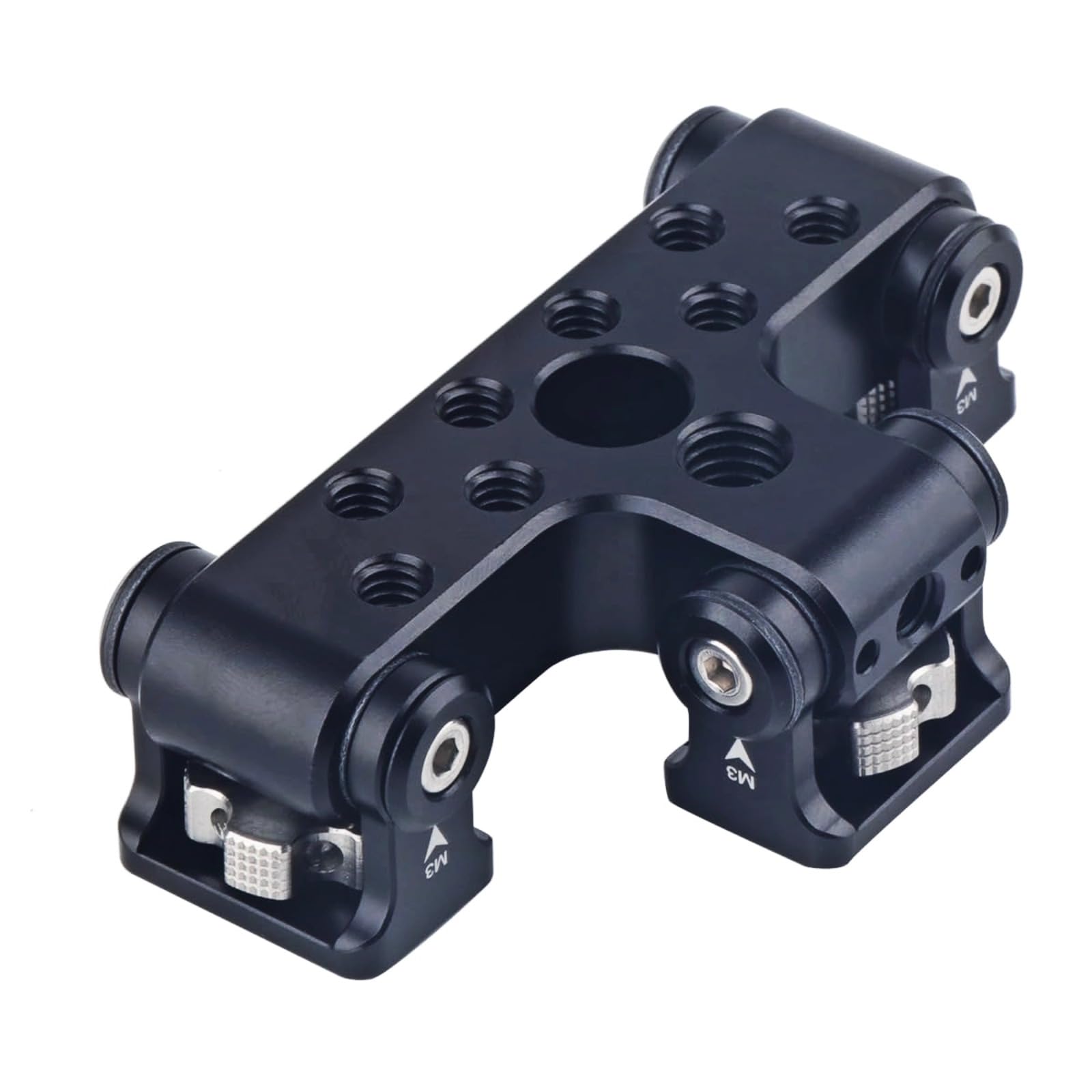 Supporto triplo per telefono per live streaming, staffa in alluminio rotante a 180° con filettatura da 1/4" e 3/8", contiene 3 telefoni per video e foto multi-angolo