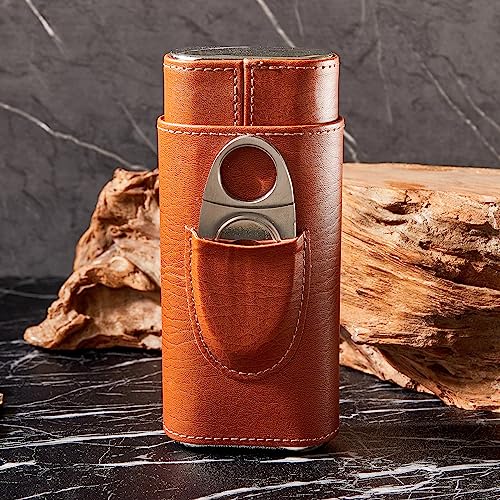 Cigar Case Travel Humidor Kit,The Leather Cigar Accessories with Cutter & Case Cedar-Lined for Optimal Freshness- Men's Present Set for Home and Office - Image 3