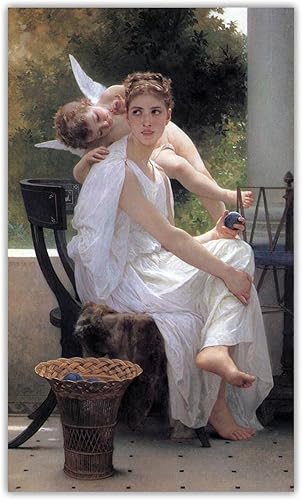 Imágenes impresas en lienzo de William Bouguereau "Work Interrupted1891", cuadrode arte de pared para la decoración del hogar de la sala de estar