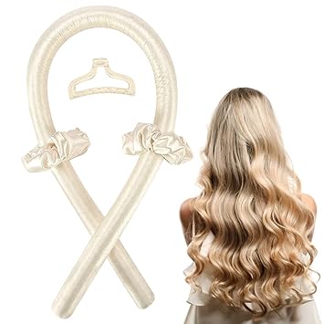 Gosuoa Heatless Curling Rod Headband for Sleeping, Overnight No Heat Curling Headband with Hair Clips and Hair Bands for Long Medium Hair Diy Hair Styling Tools Kit (champagne)