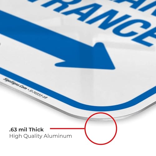 Miniatura 6 de Letrero de hospital de entrada de ambulancia con flecha derecha, 12 x 18 pulgadas, aluminio 063 libre de óxido, resistente a la decoloración,