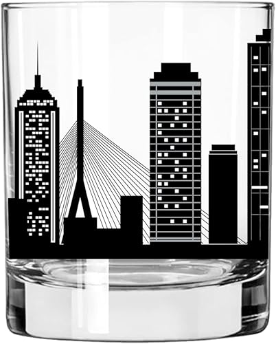 Miniatura 1 de Toasted Tales - Vaso de whisky con paisaje urbano de Boston Skyline  Regalo para la gente de Boston City  Vasos de ciudad urbana Old Fashioned Rocks