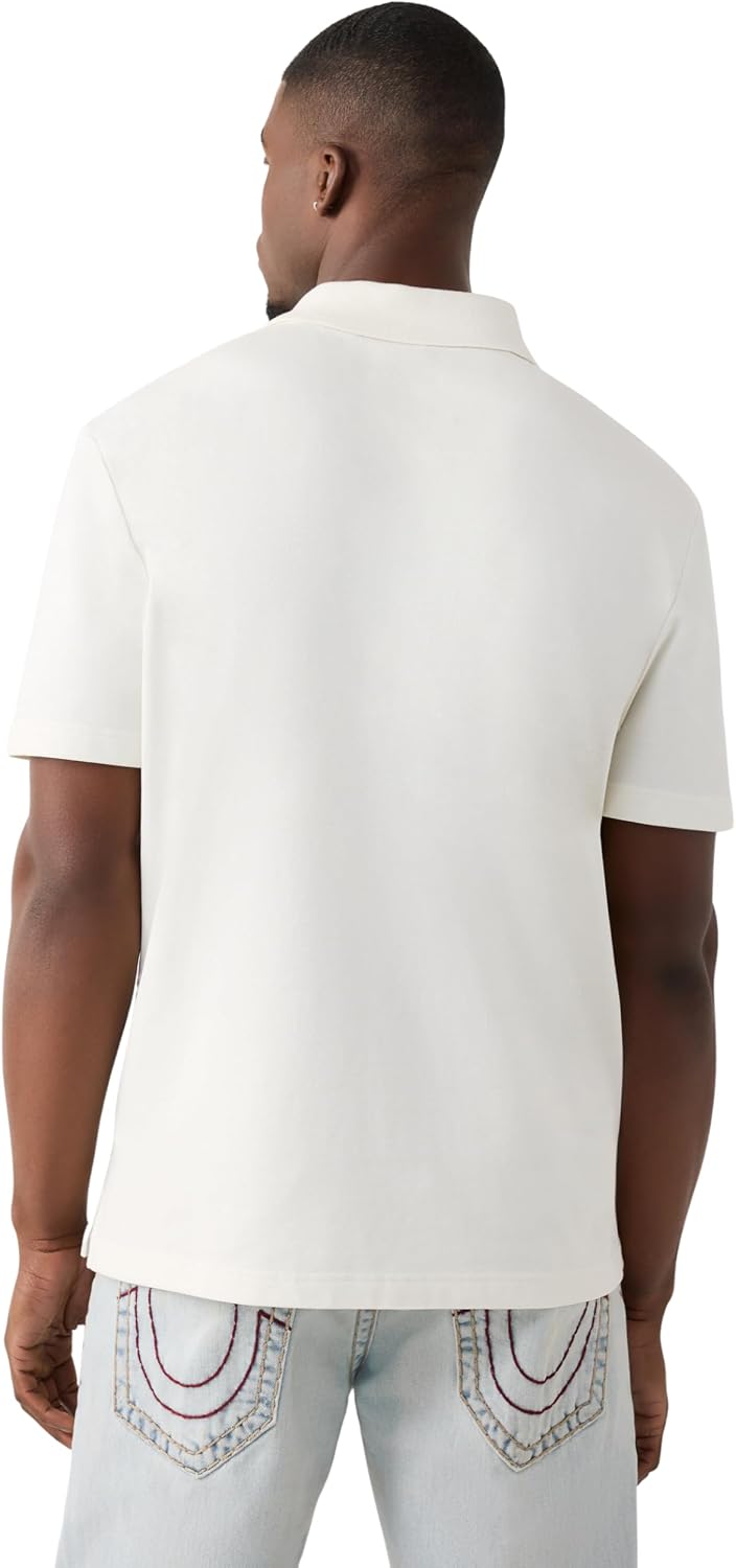 True Religion Men’s Old English TR Pique Polo | Lightweight Feel