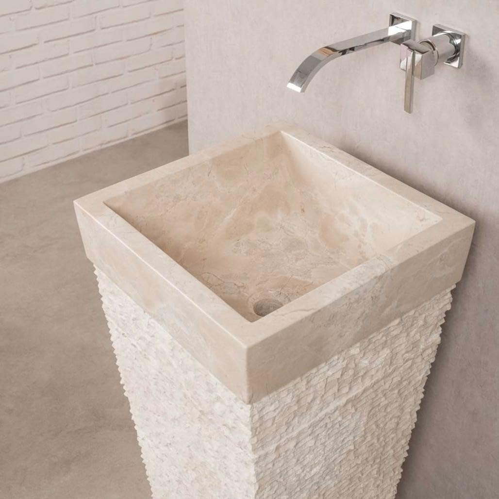 wanda collection - Lavabo de pie piramidal de Piedra para Cuarto de baño Habana Crema