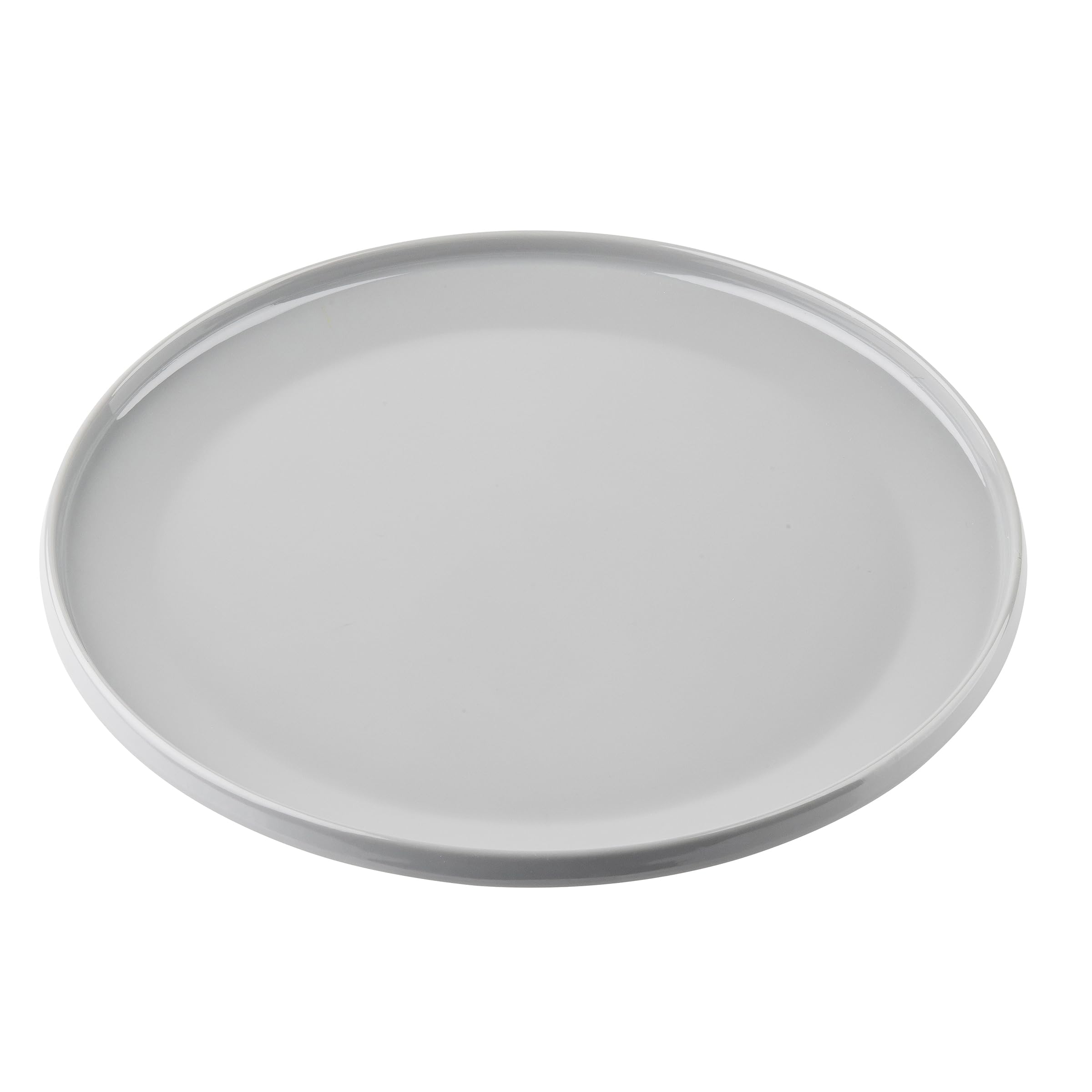 TableCraft Flynn Collection™ Round Serving Plate, Dove Glossy, 11"x 11"x 0.75", Melamine, Durable Lightweight Display Plate for Appetizers, Desserts, Small Portions, Modern Presentation