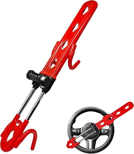 Miniatura 1 de KAYCENTOP Cerradura de volante con doble gancho antirrobo, dispositivo de automóvil, longitud ajustable, productos de seguridad universales para