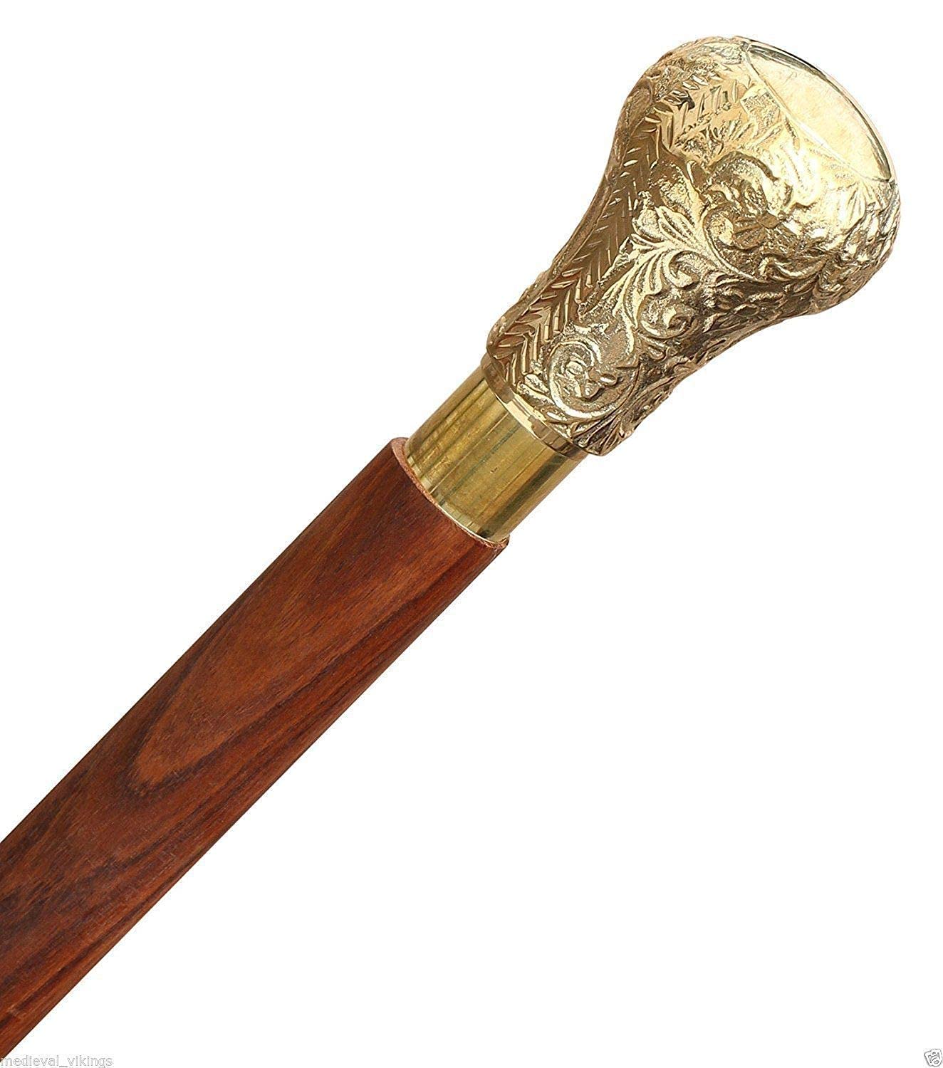 Victorian Solid Brass Nautical Designer Round Brass Knob Handle Antique Wooden Walking Stick Unique Gift Material:- Brass & Wood-picture-16
