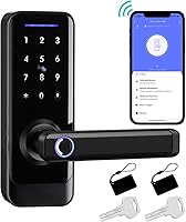 Vista 1 de Cerradura de puerta delantera inteligente con manija de palanca, teclado de entrada sin llave, cerrojo de huellas dactilares, control de aplicación