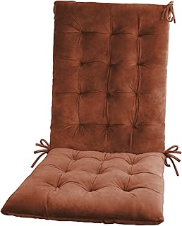ELFJOY Solid Color Cozy Sanding Fabric Rocking Chair Cushions -Rocker Chair Pad Set Brown