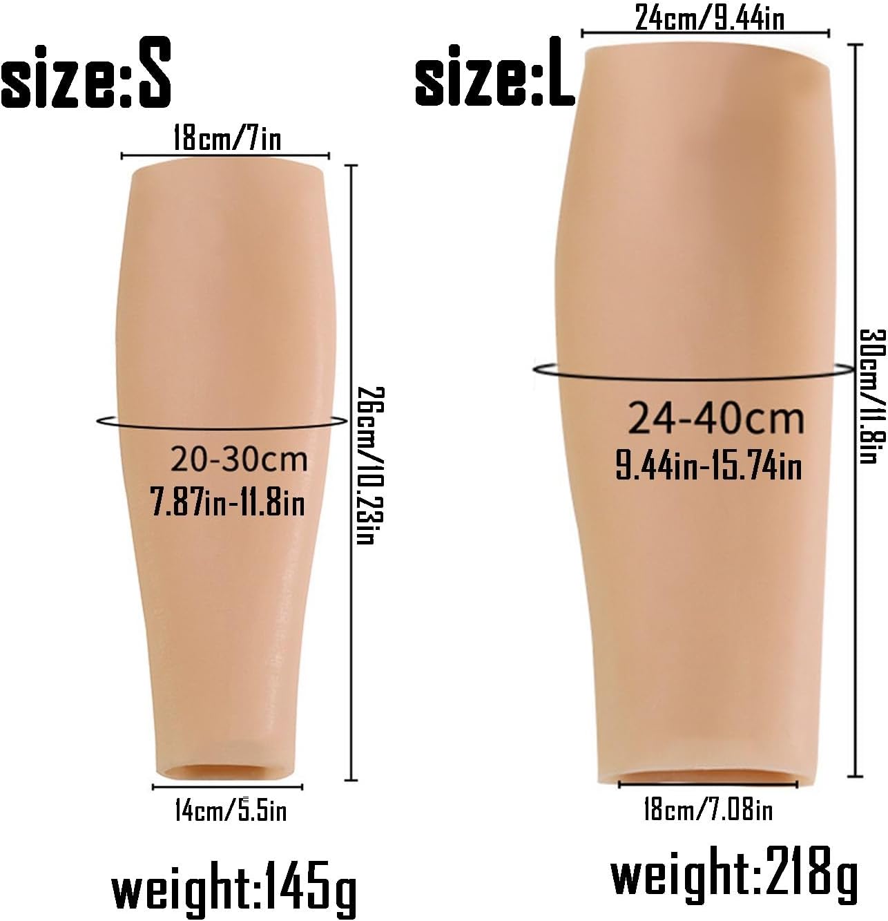 Silicone False Calf,Realistic Fake Calf Leg Silicone Sleeve,Silicone Arm Concealer Cover,for Arm Calf Scar Tattoo Birthmark Obscuration(2PCS,Large)