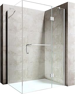 Durovin Bathrooms 1300 x 750mm Shower Enclosure - Hinged Door with Towel Rail - 8mm Safety Clear Glass - L Shape Rectangula Shower Cubicle