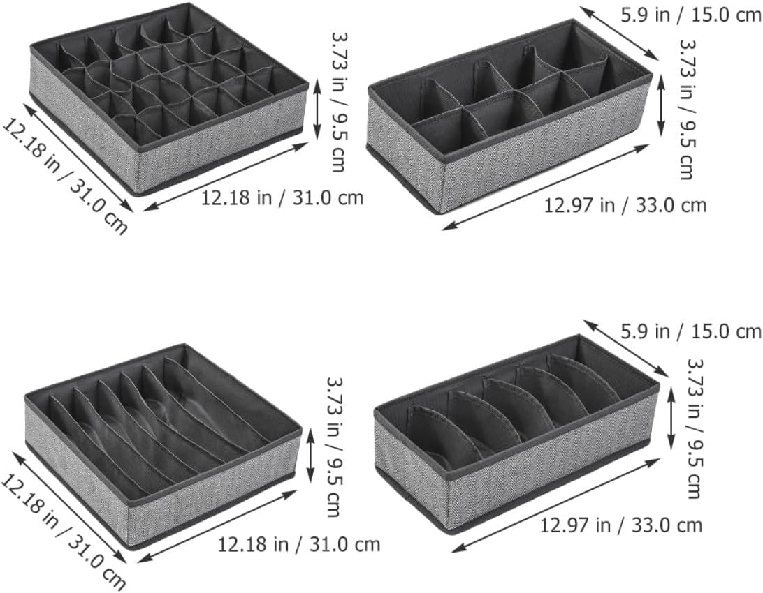 GARVALON Underwear Drawer Organizer Multi-functional Foldable Fabric Closet Storage Box with Accessory Liner 4pcs Set Gray for Socks Bra and Clothing Sorting Random Color image 2