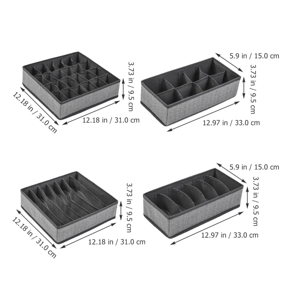 Organisateur de Tiroir à sous-Vêtements en Tissu Pliable Gris Lot de 4 Pièces Boîte de Rangement pour Vêtements Chaussettes pour Dressing et Placard Résistant et Indéformable
