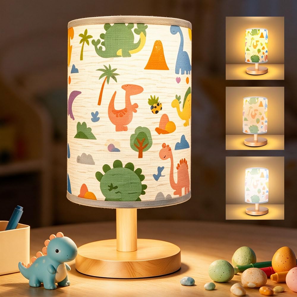 Zogxyc Dinosaur Table Lamp, 3-Level Dimmable LED Kids Night Light