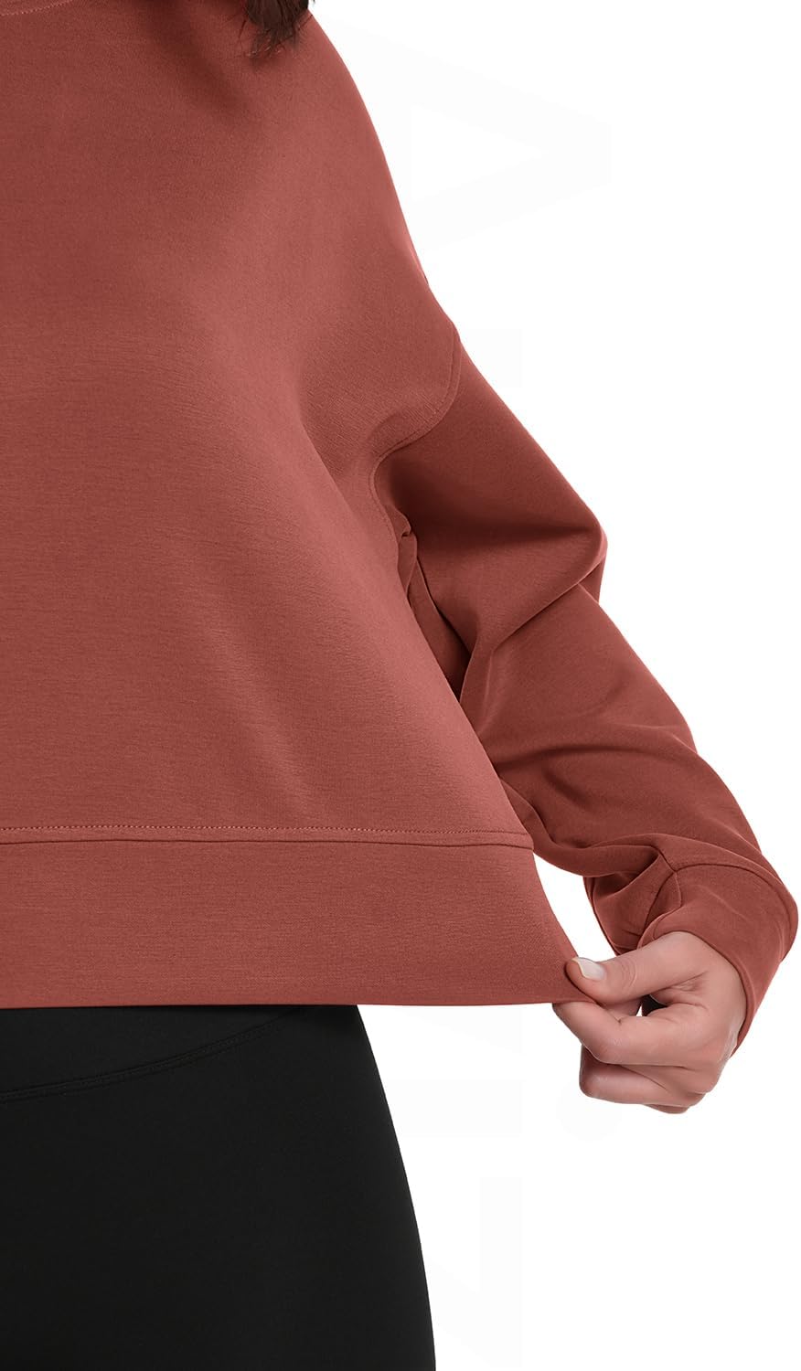 Auriviz Womens Modal Long Sleeve Cropped Sweatshirts Oversized Workout Shirts Crew Neck Pullover Crop Tops - Image 4