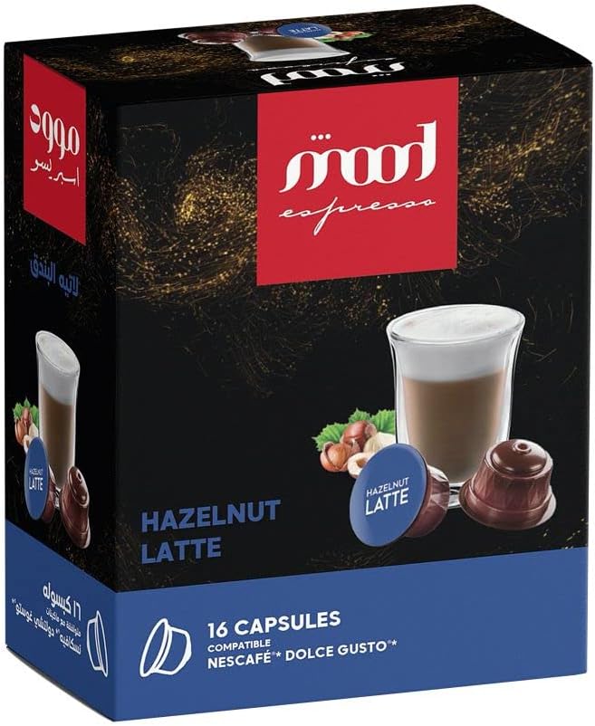 Mood Espresso - Hazelnut Latte - Dolce Gusto Compatible Coffee Capsules, 16 Pods, Blue