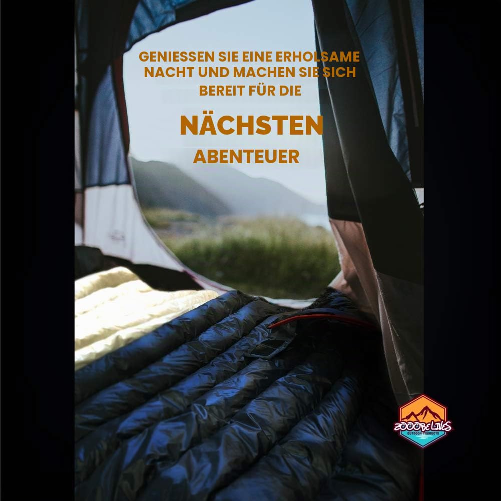 ZOOOBELIVES Alplive T400 Ultraleichter Daunenschlafsack für Rucksackreisen, 800 ml, ultrakompakt, 650 Füllkraft, Umschlagschlafsack für Wandern, Camping und Hinterland, leicht und komprimierbar