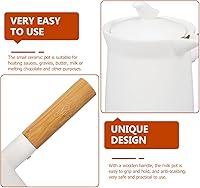 Vista 9 de BESTonZON Calentador de leche de cerámica olla de 11.8 fl oz de esmalte cacerola antiadherente con tapa Olla de café de porcelana Tazón de comida