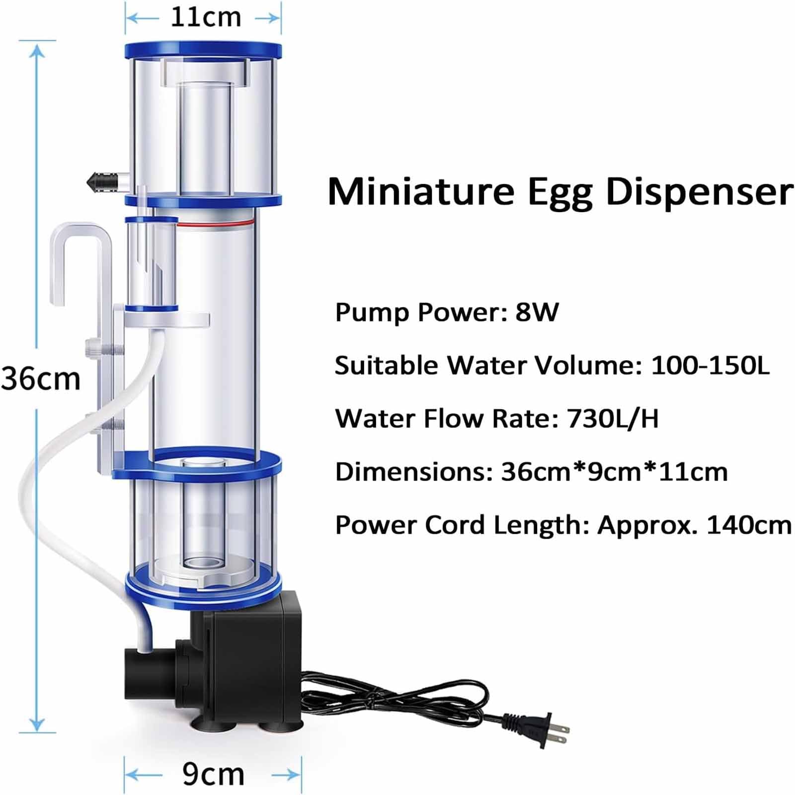 Escurridor De Superficie para Acuarios De 100-150 L, Espumador De Proteínas, Soporte De Altura Ajustable En 3 Niveles, Silenciador De Entrada De Aire, Cepillos De Aguja, Potente Ventosa