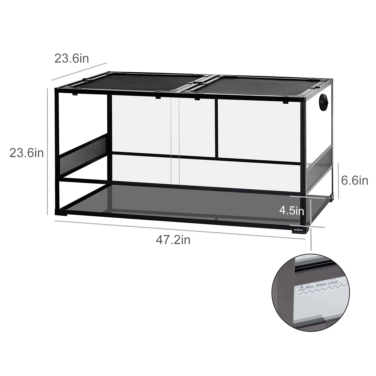 REPTIZOO Large Glass Reptile Terrarium 48" x 24" x 24", Tall & Wide