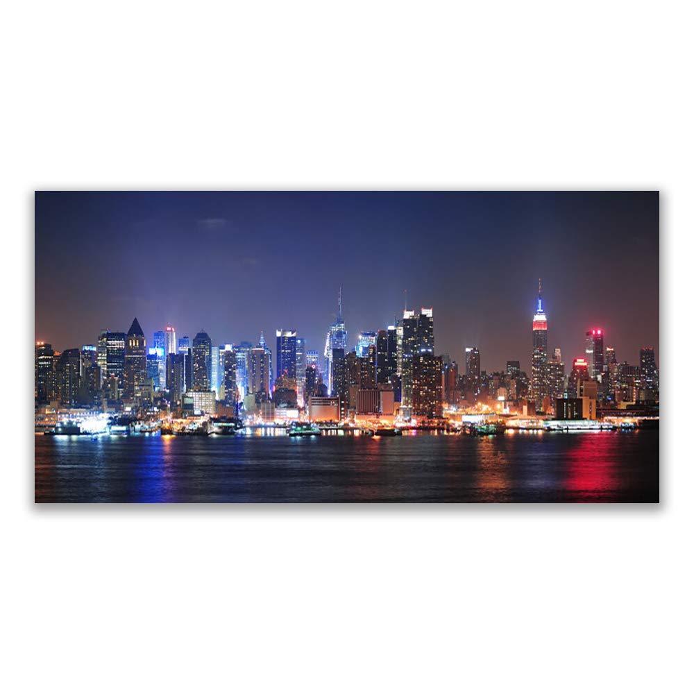 Tableau en verre trempé 120x60cm Tulup Ville Skyscrapers pour décoration moderne