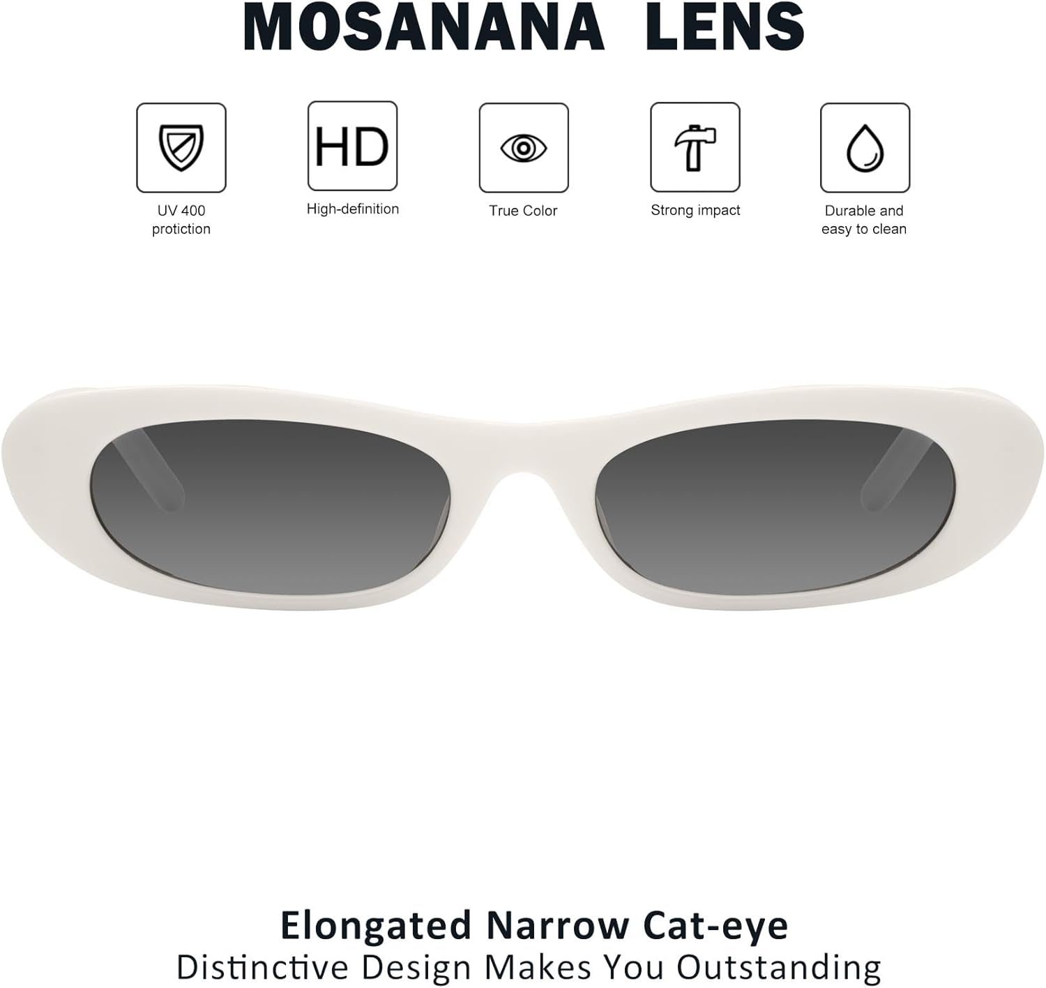 mosanana Small Cat Eye Sunglasses for Women Y2k Retro Oval Narrow Cool Sun Glasses Shades MS52357 - Image 2
