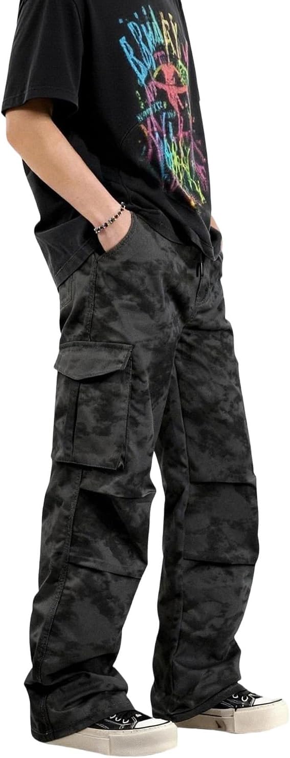 GINGTTO Baggy Cargo Pants Men Camo Wide Leg Fashion Y2K Loose Fit Streetwear Drawstring Stretch - Image 8