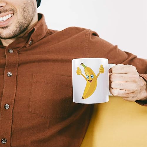 Miniatura 9 de Taza de café divertida personalizada Taza de café Plátano con manos y cara Taza de té de cerámica blanca 11 onzas Texto personalizado aquí