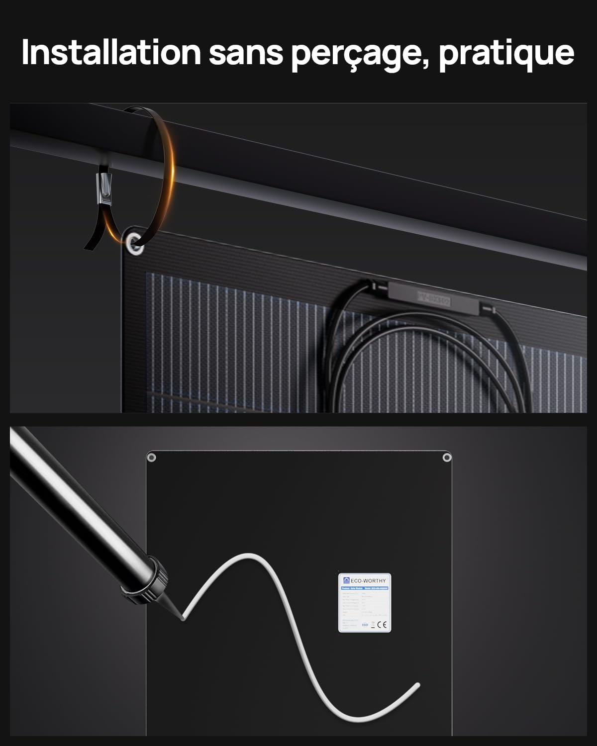 ECO-WORTHY Panneau Solaire Souple 200W Matériau ETFE