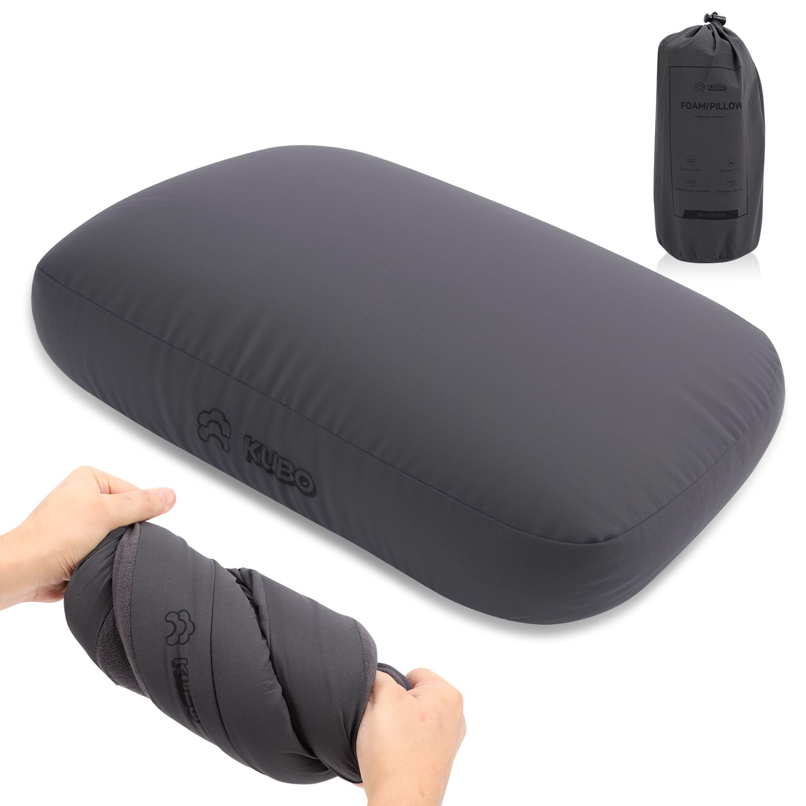 Almohada de espuma viscoelástica para camping, cojín de playa portátil de rebote lento para viajes al aire libre, mochileros y caminatas