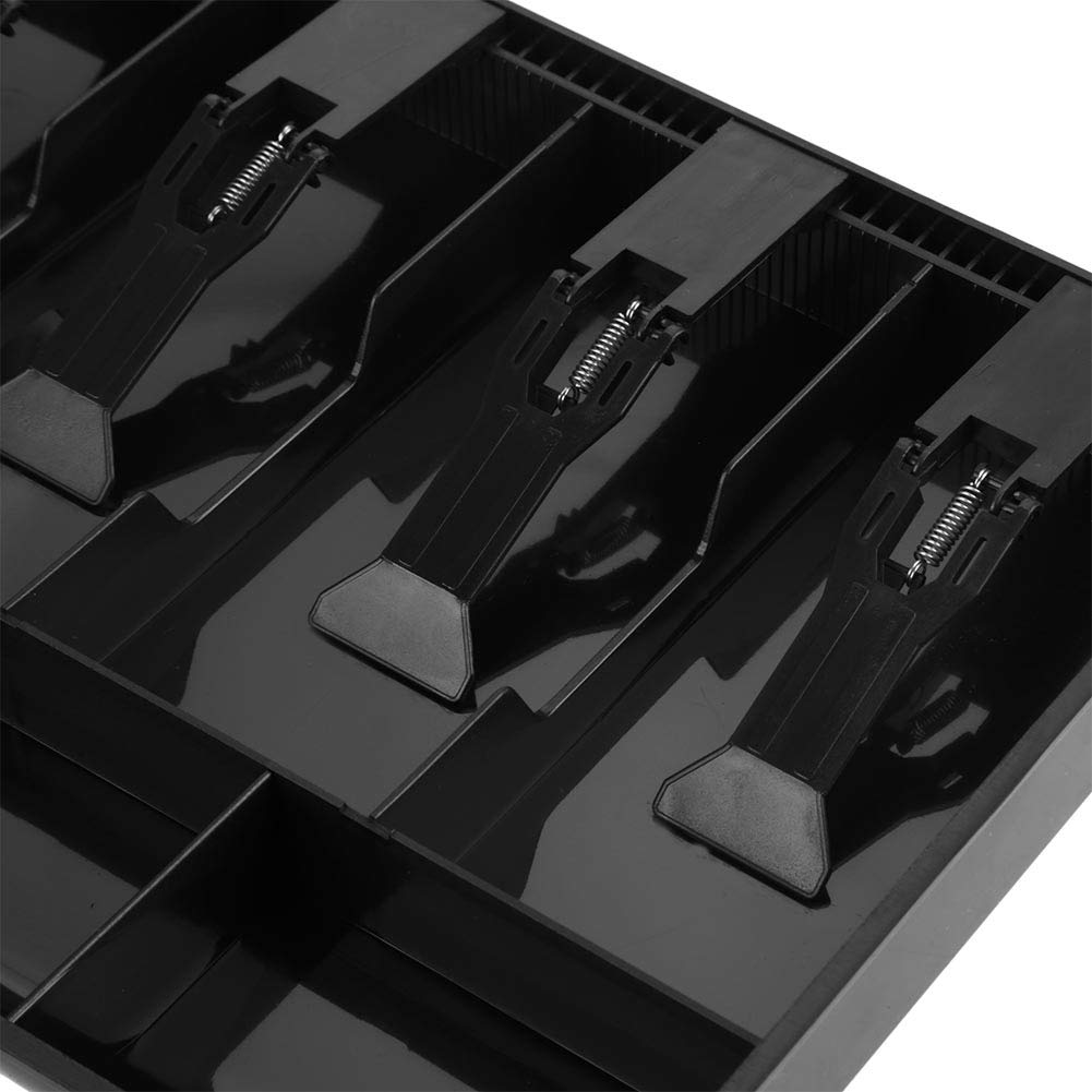 Cassetto porta contanti, inserto per il registratore di cassa. 4 fessure per monete 5 scomparti Cassetto del registratore di cassa Inserire il vassoio di scorta,cassetta di sicurezza (Nero)